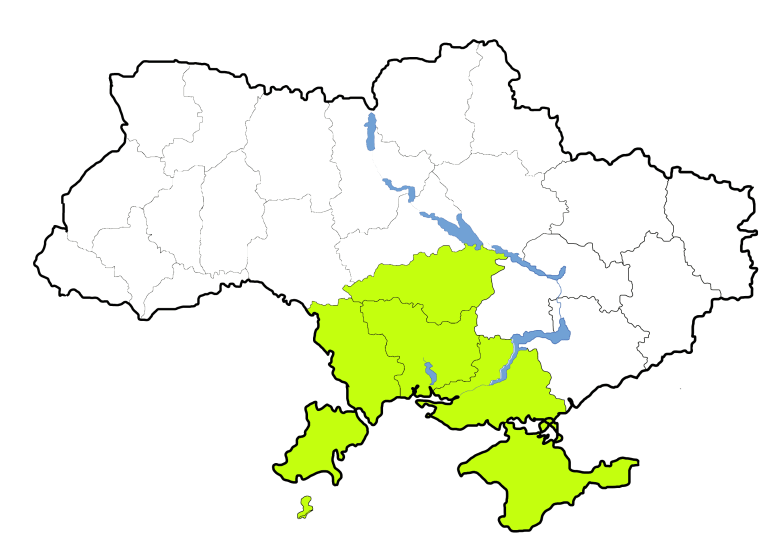 Південь України на карті без фону