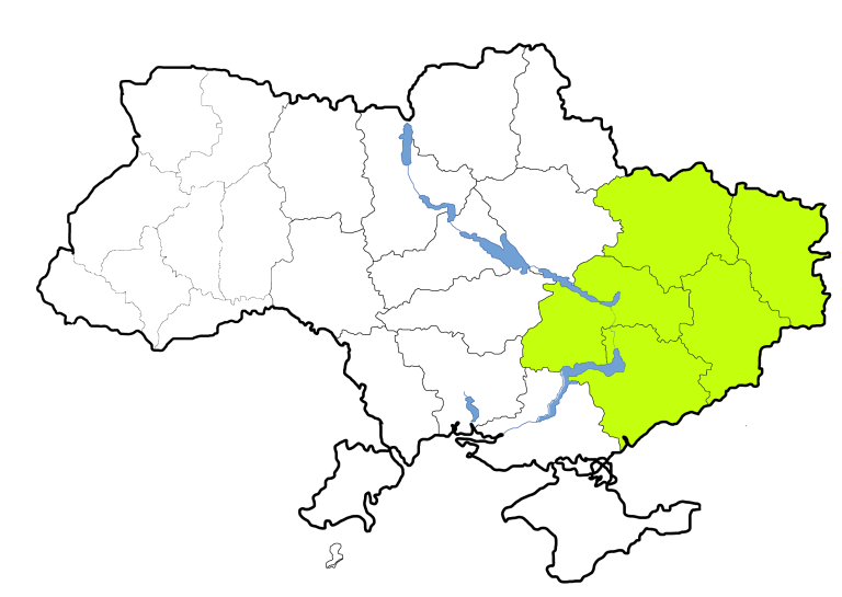 Схід України на карті без фону